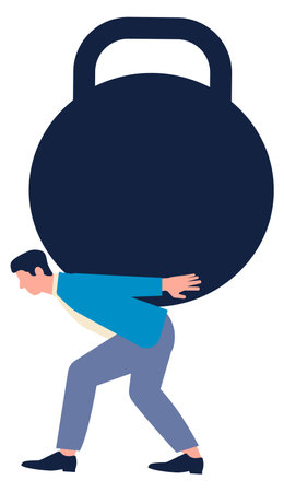 Man carrying heavy weight kettlebell. Hard jobのイラスト素材