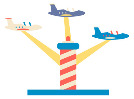 Plane park ride icon. Color amusement attractionのイラスト素材