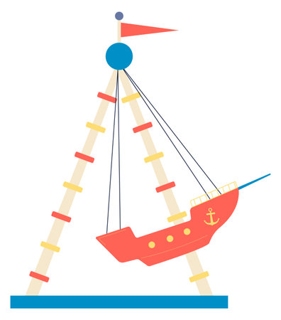 Amusement park boat swing. Attraction color iconのイラスト素材