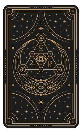 Tarot card back design. Mystical esoteric symbolsのイラスト素材