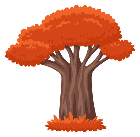 Autumn tree icon. Cartoon orange foliage oakのイラスト素材