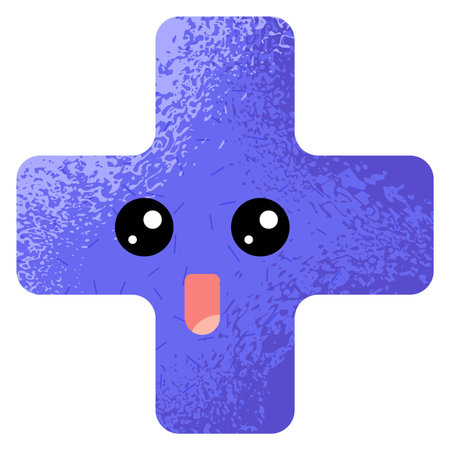 Plus shape. Funny face color kawaii figureのイラスト素材