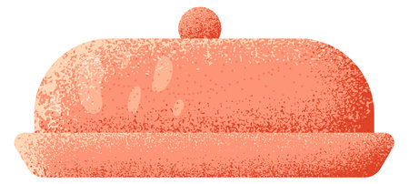 Retro ceramic dishware icon. Clay color plateのイラスト素材