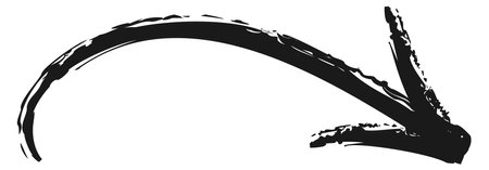 Curved arrow doodle. Hand drawn brush strokeのイラスト素材