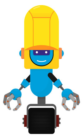 Cartoon robot. Funny construction mascot. Happy characterのイラスト素材
