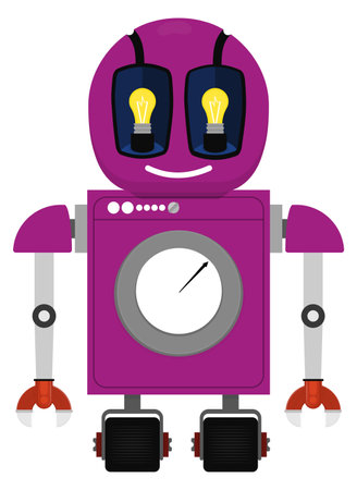 Robot in childish cartoon style. Funny retro mascotのイラスト素材