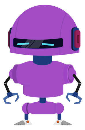 Purple robot. Futuristic technology mascot. Cartoon androidのイラスト素材