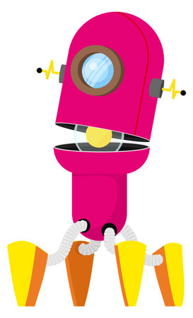 Futuristic robot mascot. Scientific cartoon machine characterのイラスト素材