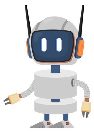 Funny android mascot. Cute electric robot characterのイラスト素材