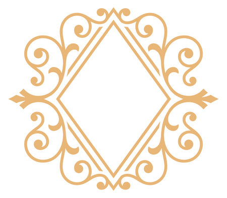 Vintage golden floral filigree emblem. Decorative frameのイラスト素材