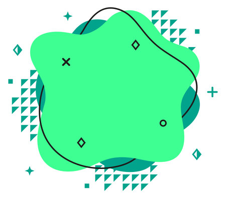 Dynamic color splash. Blank green shape templateのイラスト素材