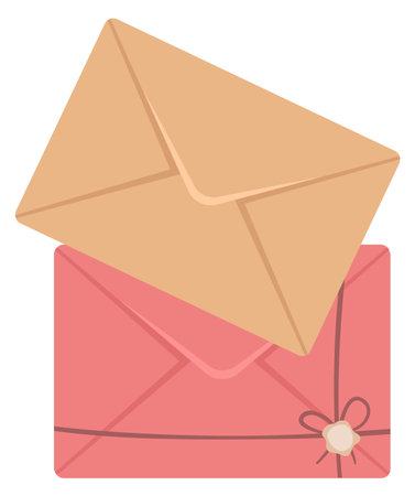 Cute craft paper envelopes. Color decorative lettersのイラスト素材