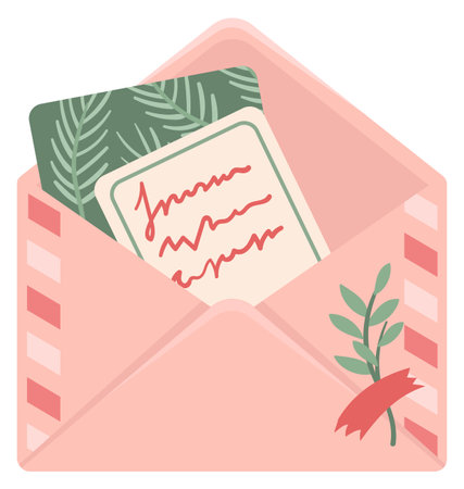 Decorative envelope with greeting card or letterのイラスト素材