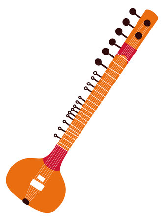 Sitar icon. Indian music instrument. Etnical soundのイラスト素材