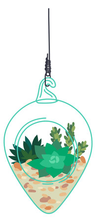 Floral aquarium. House green decoration. Home gardenのイラスト素材