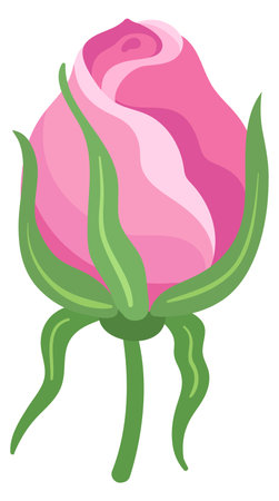 Rose bud. Floral element. Pink flower iconのイラスト素材