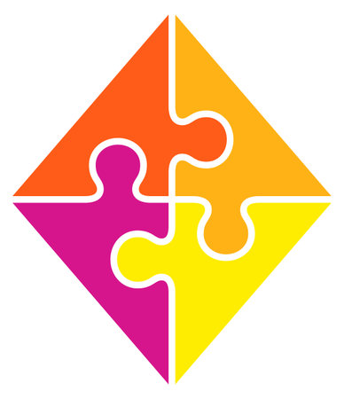Connected jigsaw pieces. Business idea color iconのイラスト素材