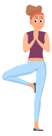 Young woman in yoga pose. Stretching exercise personのイラスト素材