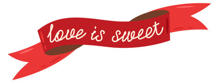 Love is sweet red ribbon. Romantic label letteringのイラスト素材