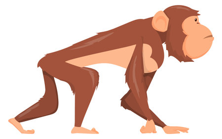Monkey walking side view. Jungle animal. Wild primateのイラスト素材