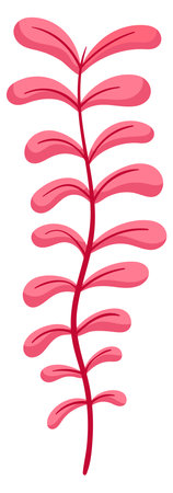 Red algae. Cartoon sea botany. Water plantのイラスト素材