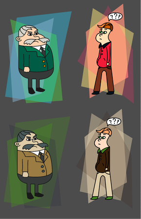 Simple cartoon of a boss and his subordinateのイラスト素材