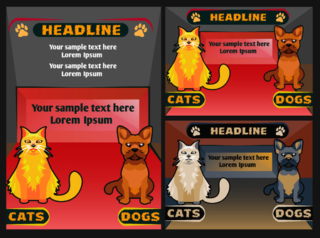 Pet shop banner with cat dog, vector cartoon illustration.のイラスト素材