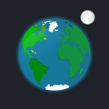 Outer space planet Earth satellite Moon stars vector illustrationのイラスト素材