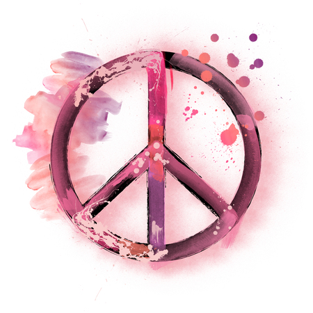 Watercolor peace sign symbol illustration paintingの写真素材