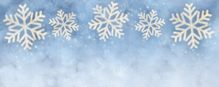 Abstract Art Christmas Banner Design With Snowflakes And Watercolor Winter Textureの写真素材