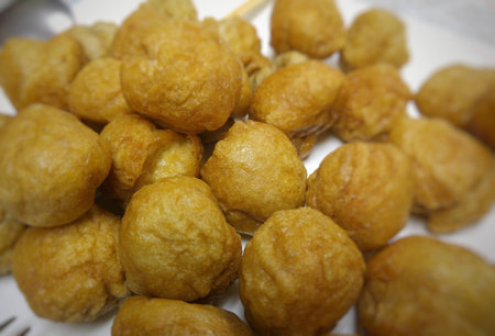 Golden fish ball.の写真素材