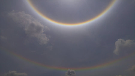 Sun halo optical phenomenon.の写真素材