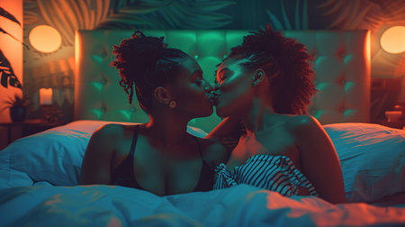 Intimate Moment - Tender Kiss Between Two Womenの素材