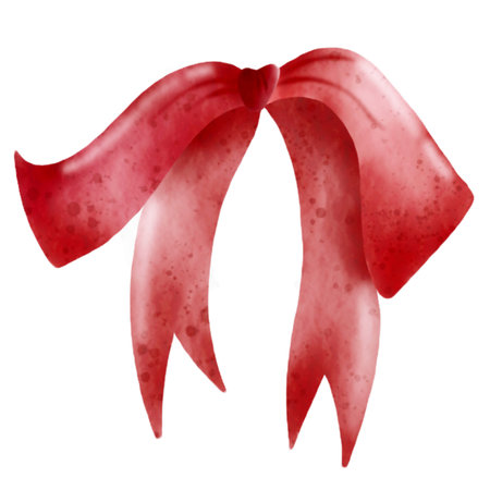 Watercolor realistic drawing red ribbon gift bow.の写真素材
