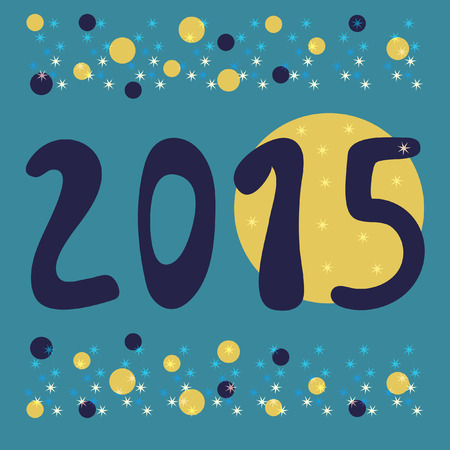 New year 2015 creative cartoon card design. Vector illustration.のイラスト素材