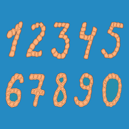 Set of isolated digits of cardboard on a blue background. Vector editable illustration.のイラスト素材