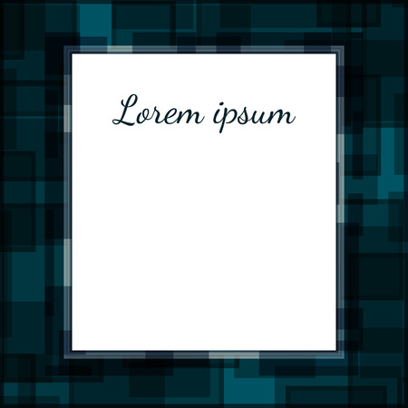 Blank invitations framed with simple abstract blue pattern of squares and rectangles of different sizes with an empty space below the text.のイラスト素材