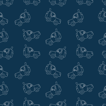 Seamless pattern of sketches of cars. Vector texture.のイラスト素材