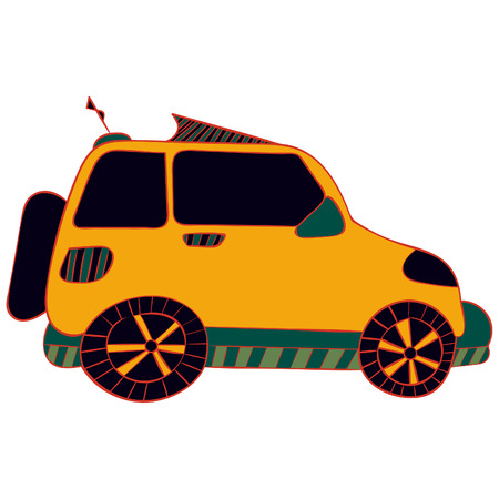 Color cartoon car isolated on white background. Vector illustration.のイラスト素材
