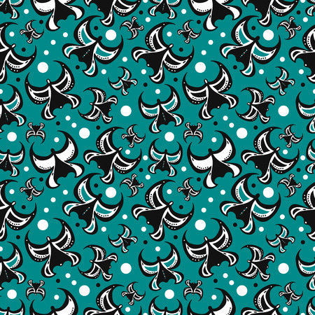 Seamless pattern of abstract butterflies on a blue backgroundのイラスト素材