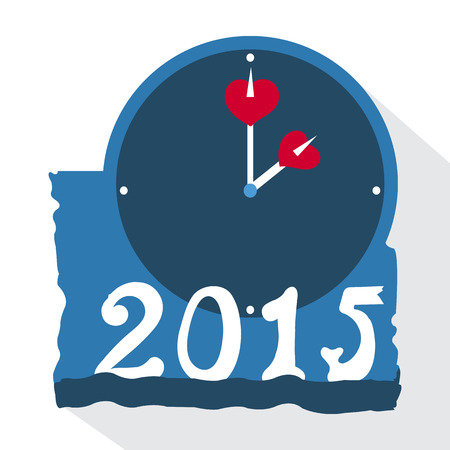Blue alarm clock with hearts and numbers 2015のイラスト素材