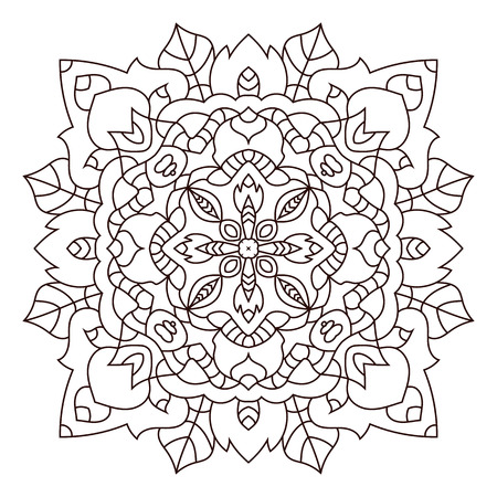 Circular symmetric pattern on white background. Vector illustration of mandala.のイラスト素材
