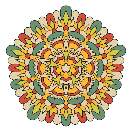 Mandala is a circular symmetrical color pattern.のイラスト素材