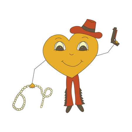 Character heart. Cowboy party competition in a Rodeo in the Wild West isolated on a white background.のイラスト素材