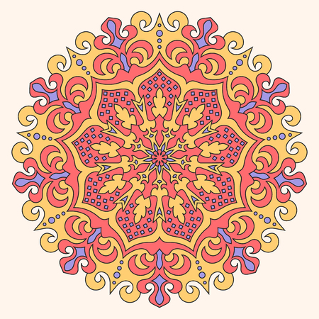 Color mandala vector ethnic pattern, round symmetricalのイラスト素材