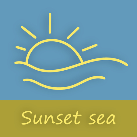 Illustration of a sunset over the sea abstractのイラスト素材