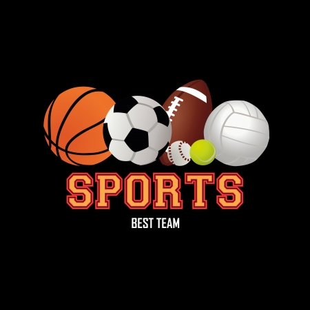balls of sport icons on black backgroundのイラスト素材