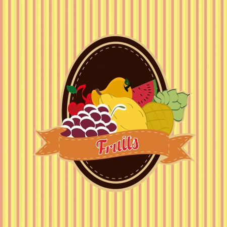 fruits icon on lines backgroundのイラスト素材