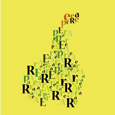 typografic pear on yellow backgroundのイラスト素材