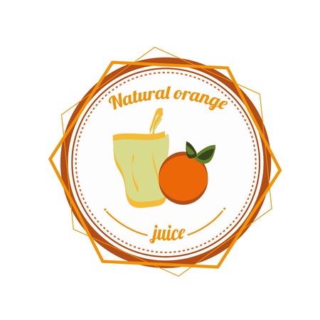 natural orange juice and orange fruitのイラスト素材